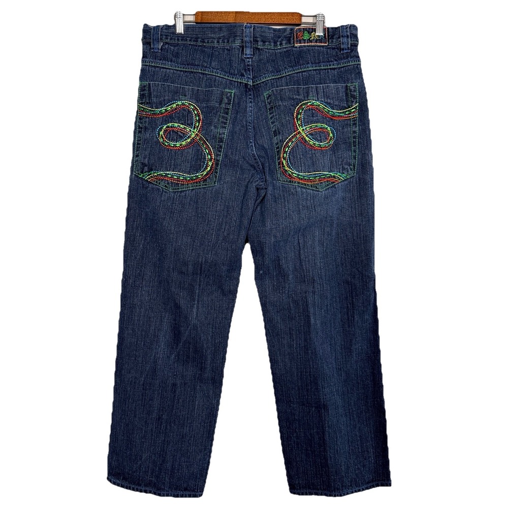 VTG Y2K ESMX Baggy Wide Leg Jeans Men's 38 x 31 Loose Fit Embroidered Pockets
